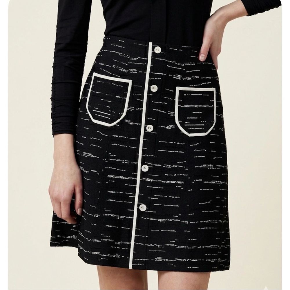 APPARALEL - women’s Summer tweed knit Jersey A - line black & white midi Skirt M